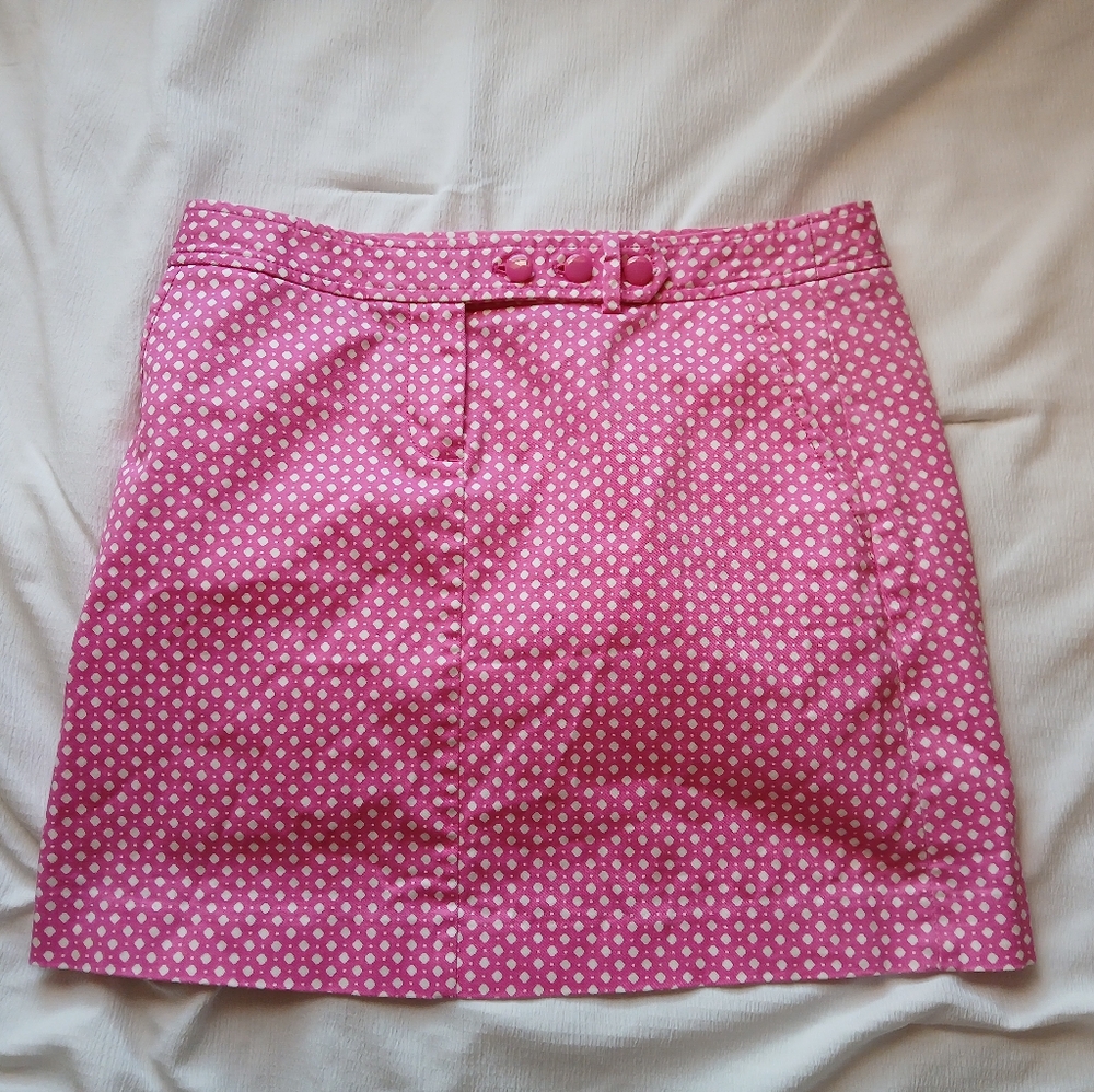 J.CREW Size 2 Pink And White Dot Mini Skirt Stretch Cotton Pattern Short Women